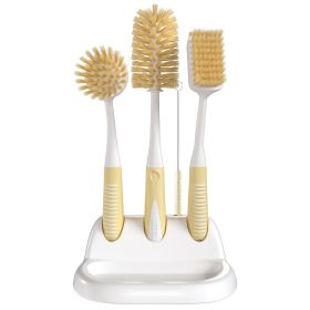 Dish Brush Set of 5 with Convenient Holder Bottle Water Brush Dish Scrub Brush Scrubber Brush and Straw Brush Kitchen Scrub Brushes Non Slip Long