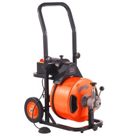 VEVOR Drain Cleaning Machine 75 FT x 1/2 Inch, Sewer Snake Machine Auto Feed
