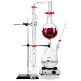 VEVOR Essential Oil Distillation Kit, 2000ml Distillation Apparatus, 3.3 Boro Lab Glassware Distillation Kit with 1000W Heating Plate and 24, 40