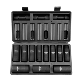 Drive Impact Socket Set, 11 Piece Deep Socket Set SAE , 6 Point CR-V Alloy Steel For Auto Repair, Easy-to-Read Size Markings, Rugged Construction (Option: 11Pieces)