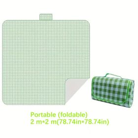 Waterproof Picnic Blanket - 2m X 2m, Thickened With Aluminum Mold Moisture-proof, Portable Outdoor Camping Mat, Handbag Style Design, Suitable Fo (Color: green)