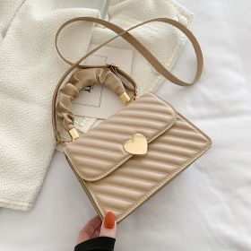 Women Handbags Fashion Chain Shoulder Bags With Love Metal Design (Color: Khaki)