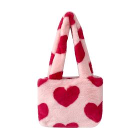Fashion Love Heart Womens Furry Fluffy Bag (Color: Pink)