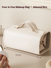 New Folding Cosmetic Bag Large Capacity Portable Handbag Waterproof Travel Storage Washing Bag For Women (Color: Beige)
