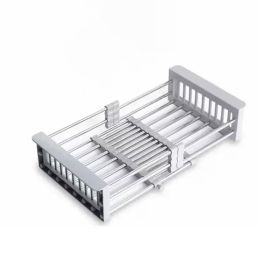 Portable Drain Rack for Kitchen Sink (Color: Silver, Type: Kitchen Supplies)