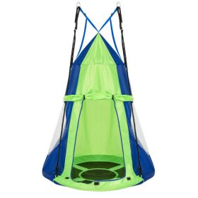 2-in-1 40 Inch Kids Hanging Chair Detachable Swing Tent (Color: green)