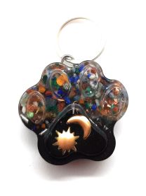 Calming Dog Charms EMF 5G Protection Paw Print over 25 pounds Chakra Crystals (style: Sun Moon, Material: Orgone)