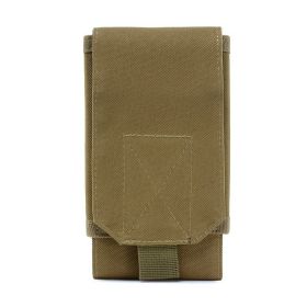 Vertical military fan leisure fashion cell phone waist pack outdoor tactical waterproof sports cell phone bag men's waist bag (Color: yellow-brown)