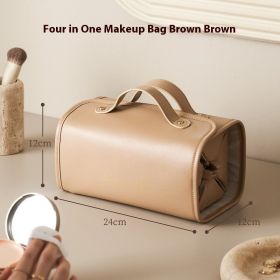 New Folding Cosmetic Bag Large Capacity Portable Handbag Waterproof Travel Storage Washing Bag For Women (Color: Brown)