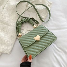 Women Handbags Fashion Chain Shoulder Bags With Love Metal Design (Color: green)