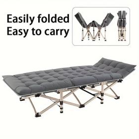 Grey Folding Camping Bed, Heavy Duty Rollaway Bed With Carrying Bag, Suitable For Travel Camp Office, RV Travel Rollaway Bed (Color: grey)